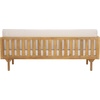 image:imageSAFAVIEH Outdoor Patio Furniture Collection  Napoli Brown amp Cream 3Seater Wooden Bench with Cushions Modern Slatted Design PAT6804AOakCream