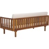 image:imageSAFAVIEH Outdoor Patio Furniture Collection  Napoli Brown amp Cream 3Seater Wooden Bench with Cushions Modern Slatted Design PAT6804ATeak BrownCream