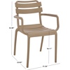 image:imageSAFAVIEH Outdoor Patio Furniture Collection  Sarah White Stacking Dining Armchair Set of 2 Fully Assembled Outdoor Chairs Modern Slatted Design WeatherResistant Patio Seating PAT4703CSET2Beige