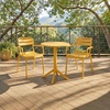 image:imageSAFAVIEH Outdoor Patio Furniture Collection  Sarah White Stacking Dining Armchair Set of 2 Fully Assembled Outdoor Chairs Modern Slatted Design WeatherResistant Patio Seating PAT4703CSET2Yellow