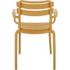 image:imageSAFAVIEH Outdoor Patio Furniture Collection  Sarah White Stacking Dining Armchair Set of 2 Fully Assembled Outdoor Chairs Modern Slatted Design WeatherResistant Patio Seating PAT4703CSET2Yellow