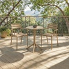 image:imageSAFAVIEH Outdoor Patio Furniture Collection  Sarah White Stacking Dining Armchair Set of 2 Fully Assembled Outdoor Chairs Modern Slatted Design WeatherResistant Patio Seating PAT4703CSET2Beige