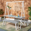 image:imageSAFAVIEH PAT6761A Outdoor Collection Willamy Natural and White 3Piece Dining SetAsh Grey