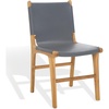 image:imageSAFAVIEH Couture Collection  Cassaphina Black Leather Dining Chair Set of 2 Top Grain Upholstered Accent Chairs with Solid Teak Wood Frame Fully Assembled SFV1610ASET2GreyNatural