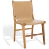 image:imageSAFAVIEH Couture Collection  Cassaphina Black Leather Dining Chair Set of 2 Top Grain Upholstered Accent Chairs with Solid Teak Wood Frame Fully Assembled SFV1610ASET2TanNatural