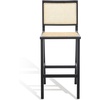 image:imageSAFAVIEH Couture Collection Hattie WalnutNatural French Cane Solid Wood Bar Stool Fully AssembledBlackNatural