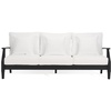 image:imageSAFAVIEH Couture Outdoor  Martinique 3Seat Sofa  Natural amp Dark Brown  Solid Wood  Slatted Coastal Design  Ideal for Patio Deck Porch Backyard 183 Seat Height CPT1013GBlack