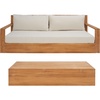 image:imageSAFAVIEH Couture Outdoor Collection Kauai NaturalBeige Teak Solid Wood Patio SofaNaturalBeige