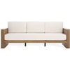 image:imageSAFAVIEH Couture Outdoor Patio Furniture Collection  Santiago Natural Eucalyptus Patio Sofa with Beige Cushions Modern Seating CPT1051ANaturalBeige