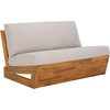 image:imageSAFAVIEH Outdoor  Lynn Loveseat Sofa  Natural amp Light Grey  Solid Wood with Cushion  Modern Slatted Design  Ideal for Patio Deck Porch Backyard PAT7329BNaturalLight Grey