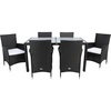 image:imageSAFAVIEH Outdoor Collection Ashwin NaturalWhite Cushion Faux Rattan Dining SetBlack  White