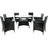 image:imageSAFAVIEH Outdoor Collection Challe NaturalWhite Dining Set PAT7702D3BXBlack  White