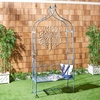 image:imageSAFAVIEH Outdoor Collection Eloise Victorian Antique Dark Green Wrought Iron Garden Arch ArborMossy Blue