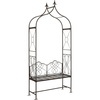 image:imageSAFAVIEH Outdoor Collection Eloise Victorian Antique Dark Green Wrought Iron Garden Arch ArborRustic Brown
