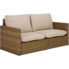 image:imageSAFAVIEH Outdoor Patio Furniture Collection  Emma Natural Rattan amp Taupe Cushion Sofa Modern Outdoor Seating PAT7564ANaturalTaupe