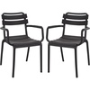 image:imageSAFAVIEH Outdoor Patio Furniture Collection  Sarah White Stacking Dining Armchair Set of 2 Fully Assembled Outdoor Chairs Modern Slatted Design WeatherResistant Patio Seating PAT4703CSET2Black