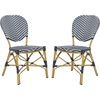 image:imageSafavieh PAT4010ASET2 Outdoor Collection Lisbeth Navy and White French Bistro Stacking Side ChairNavy  White