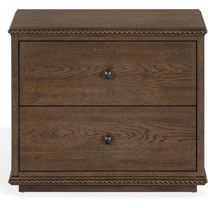image:imageSAFAVIEH Couture  Octavian Rope Detail Nightstand  Brown Oak  2Drawer Storage  Fully Assembled Solid Wood  Ideal for Bedroom Guest Room 30 W x 18 D x 26 H SFV2233ADark Walnut