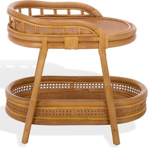 image:imageSAFAVIEH Couture  Shayleen 2Tier Natural Rattan Accent Table  Handwoven Boho Coastal Design  Fully Assembled  Ideal for Living Room Bedroom Kitchen CWK3023ANatural