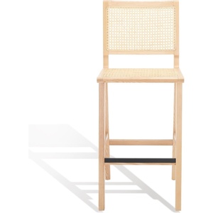 image:imageSAFAVIEH Couture Collection Hattie WalnutNatural French Cane Solid Wood Bar Stool Fully AssembledNatural