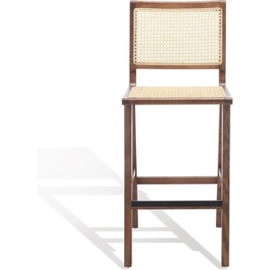 image:imageSAFAVIEH Couture Collection Hattie WalnutNatural French Cane Solid Wood Bar Stool Fully AssembledWalnutNatural
