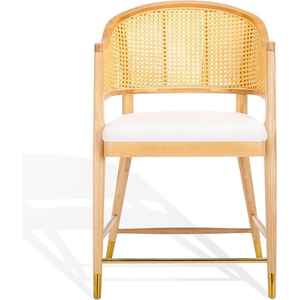 image:imageSAFAVIEH Couture Collection Rogue BlackNatural Rattan 23inch Seat Height Counter Stool Fully AssembledNatural