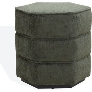 image:imageSAFAVIEH Couture Collection Rosaria Dark Green Chenille Upholstered Hexagon Shape Ottoman Foot Stool Accent Pouf Fully AssembledDark Green