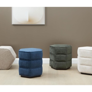 image:imageSAFAVIEH Couture Collection Rosaria Dark Green Chenille Upholstered Hexagon Shape Ottoman Foot Stool Accent Pouf Fully AssembledNavy