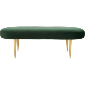 image:imageSAFAVIEH Couture Home Collection Corinne Glam Marigold Velvet Living Room Bedroom Dining Foyer Entryway Ottoman Oval BenchEmerald  Gold