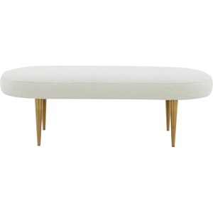 image:imageSAFAVIEH Couture Home Collection Corinne Glam Marigold Velvet Living Room Bedroom Dining Foyer Entryway Ottoman Oval BenchIvoryGold
