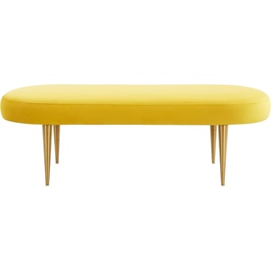 image:imageSAFAVIEH Couture Home Collection Corinne Glam Marigold Velvet Living Room Bedroom Dining Foyer Entryway Ottoman Oval BenchMarigold