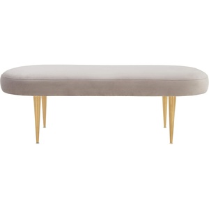 image:imageSAFAVIEH Couture Home Collection Corinne Glam Marigold Velvet Living Room Bedroom Dining Foyer Entryway Ottoman Oval BenchPale Taupe  Gold