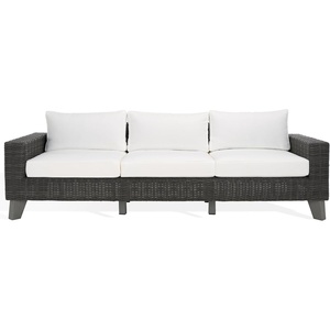 image:imageSAFAVIEH Couture Outdoor  Margarita Wicker Sofa  Brown amp White  Performance Linen amp Aluminum Frame  Ideal for Patio Deck Porch Backyard 945W x 335D x 272H CPT2102ADark GreyWhite
