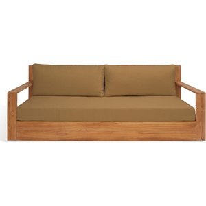 image:imageSAFAVIEH Couture Outdoor Collection Kauai NaturalBeige Teak Solid Wood Patio SofaNaturalBrown
