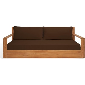 image:imageSAFAVIEH Couture Outdoor Collection Kauai NaturalBeige Teak Solid Wood Patio SofaNaturalDark Brown