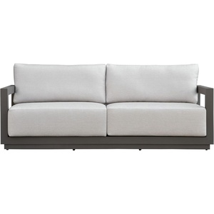 image:imageSAFAVIEH Couture Outdoor Patio Furniture Collection  Donaldo 3Seater Sofa Dark Grey Aluminum Frame with Beige Cushions Fully Assembled CPT4011ADark GreyBeige