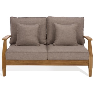 image:imageSAFAVIEH Couture Outdoor Patio Furniture Collection  Martinique Loveseat Natural Teak Solid Wood with Removable Navy Cushions CPT1012JNatural TeakTaupe