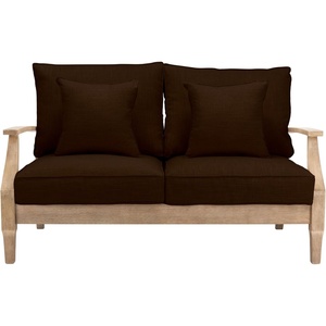 image:imageSAFAVIEH Couture Outdoor Patio Furniture Collection  Martinique Loveseat Natural Teak Solid Wood with Removable Navy Cushions CPT1012JNaturalDark Brown