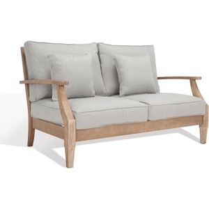 image:imageSAFAVIEH Couture Outdoor Patio Furniture Collection  Martinique Loveseat Natural Teak Solid Wood with Removable Navy Cushions CPT1012JNaturalGrey