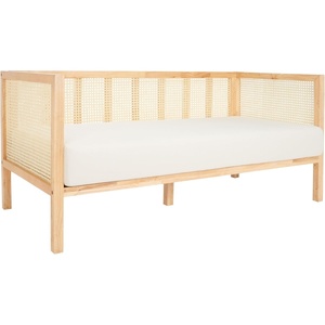 image:imageSAFAVIEH Home Collection Dune Coastal Natural Rattan 3Seater Sofa with White CushionWhiteNatural