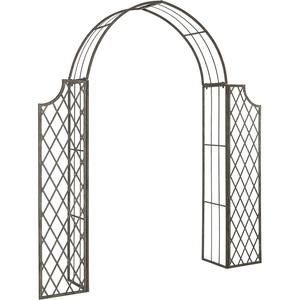 image:imageSAFAVIEH Outdoor  Jaida Garden Arbor  Rustic Blue Iron Metal  Vintage Scrollwork Trellis Design  Ideal for Garden Yard Patio Entryway 685W x 148D x 88H PAT5011ARustic Blue