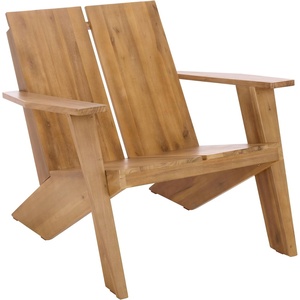image:imageSAFAVIEH Outdoor  Maya Adirondack Chair  Oak Solid Wood  Weather Resistant  Ideal for Patio Deck Backyard 3307 W x 3217 D x 2913 H PAT6800BOak