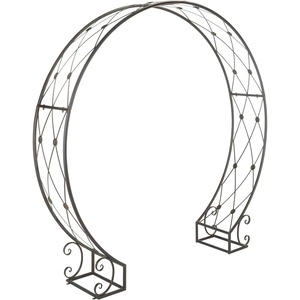image:imageSAFAVIEH Outdoor  Mizell Iron Moon Gateway Garden Arbor  Antique White Iron Metal  Architectural Circular Gateway Design  Ideal for Garden Yard Patio Entryway 80W x 17D x 834H PAT5036ABlack Rust