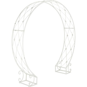image:imageSAFAVIEH Outdoor  Mizell Iron Moon Gateway Garden Arbor  Antique White Iron Metal  Architectural Circular Gateway Design  Ideal for Garden Yard Patio Entryway 80W x 17D x 834H PAT5036AAntique White