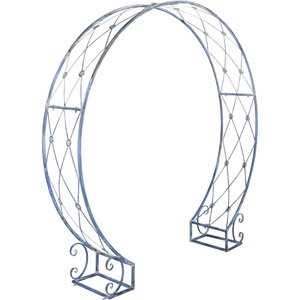 image:imageSAFAVIEH Outdoor  Mizell Iron Moon Gateway Garden Arbor  Antique White Iron Metal  Architectural Circular Gateway Design  Ideal for Garden Yard Patio Entryway 80W x 17D x 834H PAT5036AMossy Blue