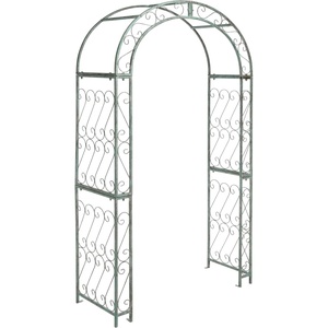 image:imageSAFAVIEH Outdoor  Pagan Victorian Garden Arch  Black Iron Trellis Arbor  Decorative Climbing Plant Support for Garden Lawn amp Walkway 48 W x 185 D x 84 H PAT5007EAntique Dark Green