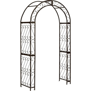 image:imageSAFAVIEH Outdoor  Pagan Victorian Garden Arch  Black Iron Trellis Arbor  Decorative Climbing Plant Support for Garden Lawn amp Walkway 48 W x 185 D x 84 H PAT5007ERustic Brown