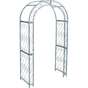 image:imageSAFAVIEH Outdoor  Pagan Victorian Garden Arch  Black Iron Trellis Arbor  Decorative Climbing Plant Support for Garden Lawn amp Walkway 48 W x 185 D x 84 H PAT5007EMossy Blue