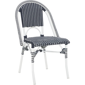 image:imageSAFAVIEH Outdoor  Torino Bistro Chair Set of 2  Natural Wash amp White  Faux Wicker amp Aluminum Frame  Bistro Side Chair Design  Ideal for Patio Sunroom Dining Area18 Seat Height PAT7550DSET2NavyWhite