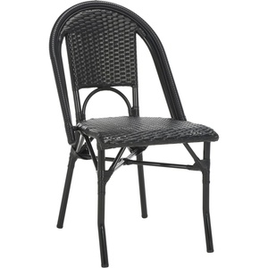 image:imageSAFAVIEH Outdoor  Torino Bistro Chair Set of 2  White  Faux Wicker amp Aluminum Frame  Bistro Side Chair Design  Ideal for Patio Deck Sunroom Dining Area 18 Seat Height PAT7550CSET2Black